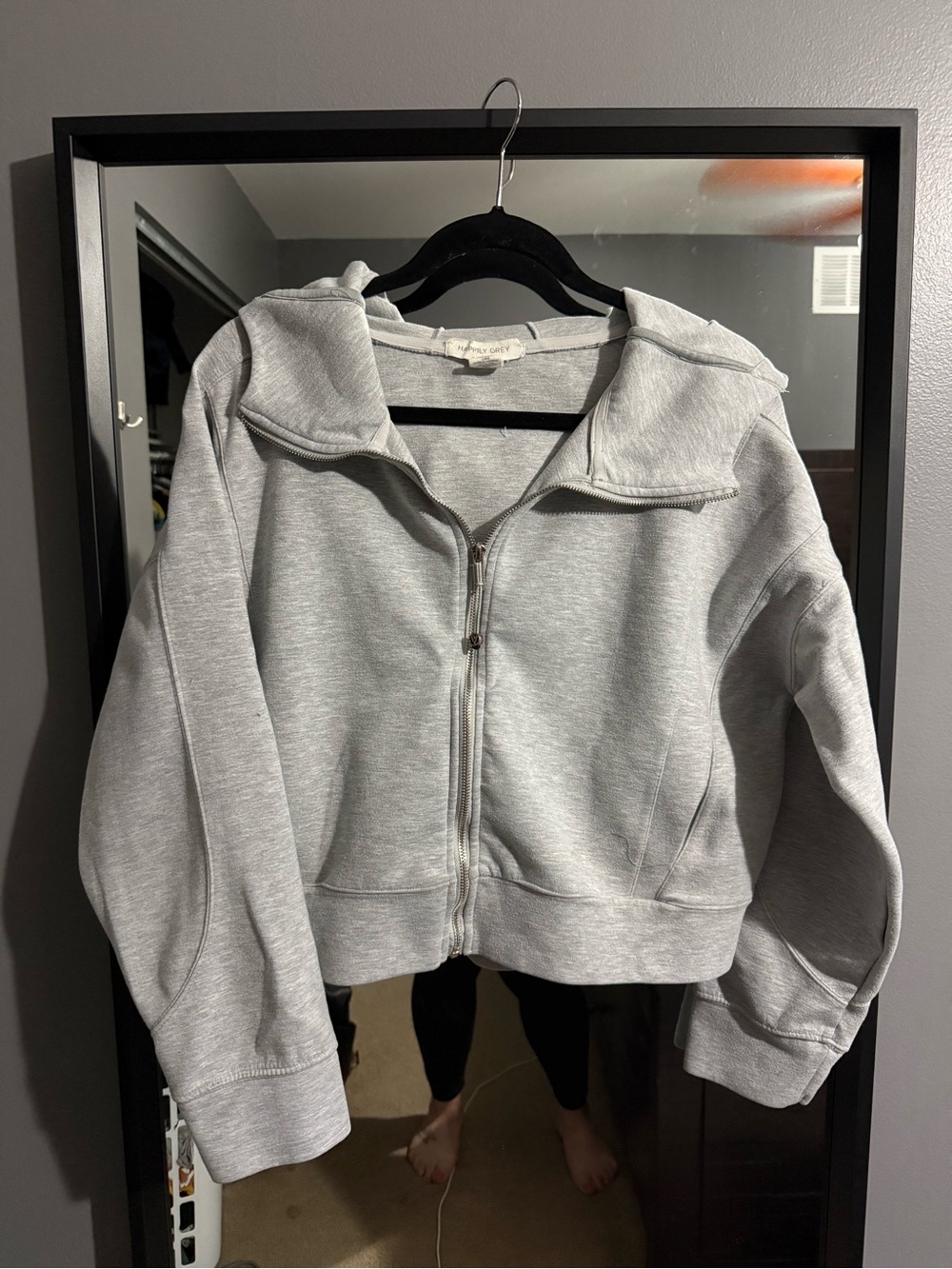 Light Gray Cropped Zip-Up Hoodie